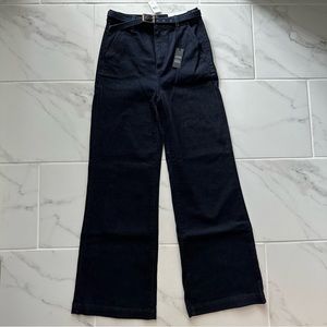 Ann Taylor High Rise Belted Trouser Jeans in Rinse Wash